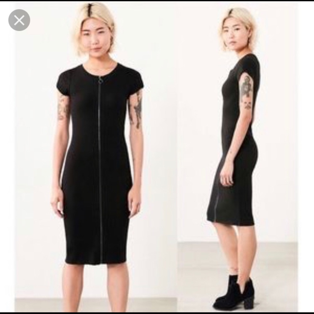 Urban Outfitters BDG black zip midi dress
